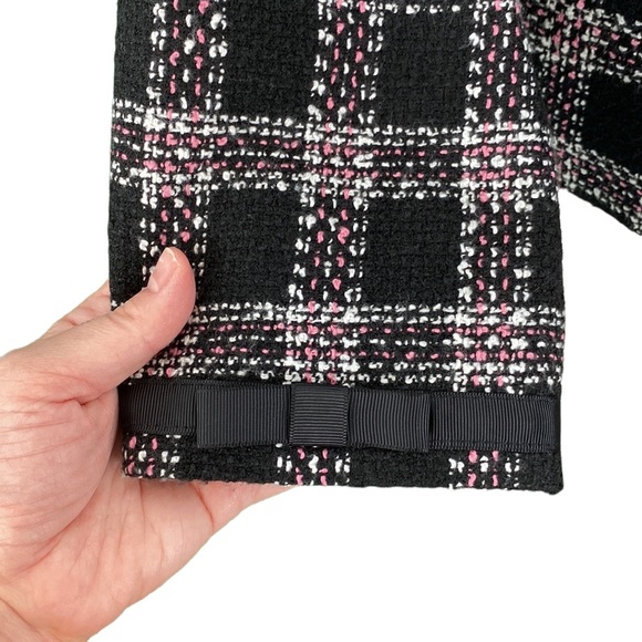 Requirements Petite Classic Black and Pink Plaid Tweed Jacket - Picture 4 of 14
